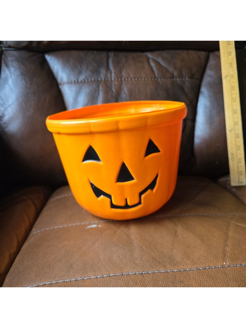Vintage General Foam Plastics Orange Blow Mold Pumpkin 7 Inch HalloweenPail USA
